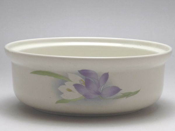 【B級品】紫花・白花／紫花　段淵クリーム平鉢(φ144)　[普段使いの食器]
