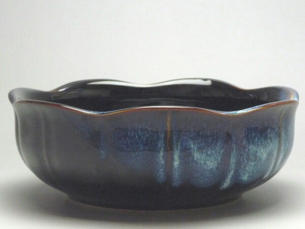 【B級品】青淵掛 天目花型鉢(φ175) [普段使いの食器]