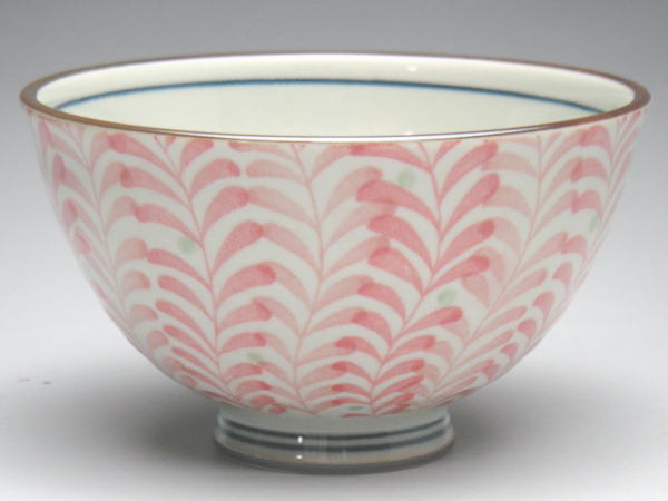 Rice Bowls - 古染シダ紋（赤）　かるーいお茶碗（小平）　[普段使いの食器]