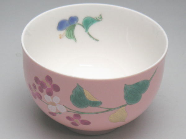 【B級品】カラー千茶(湯呑) ピンク/赤花 [...の紹介画像2