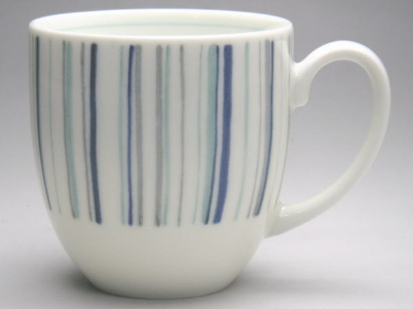 モダンストライブ（青） U型マグカップ [普段使いの食器]