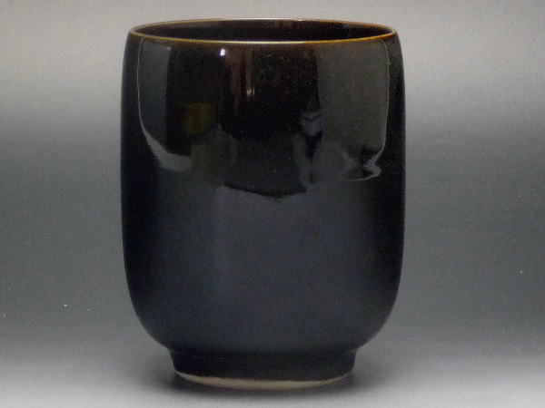 【B級品】黒天目　腰張湯呑（小）　[普段使いの食器]