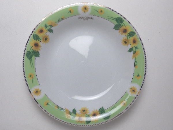 ひまわり（緑）　8．3吋スープ皿(φ211)　[普段使いの食器]