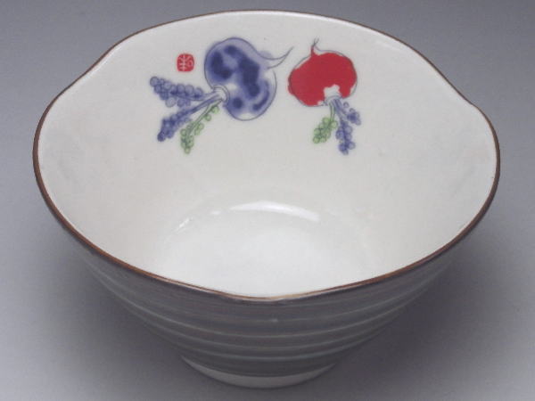 【B級品】二色カブ 刷毛目茶巻き小鉢(φ120) [普段使いの食器]