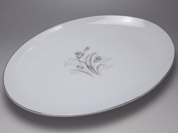 【B級品】墨花　銀縁プラター(長辺318)　[普段使いの食器]