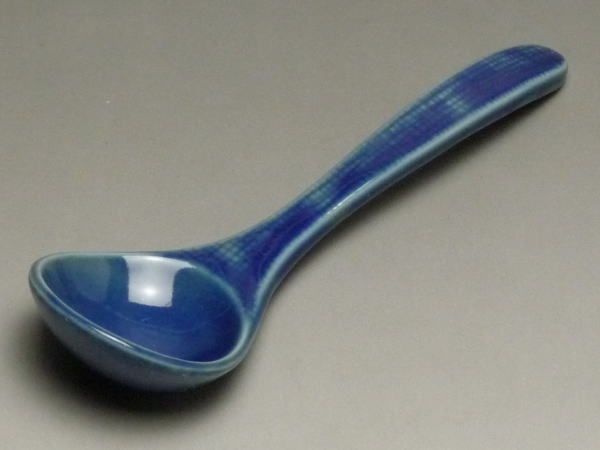 【B級品】布目青 陶製スプーン [普段使いの食器]