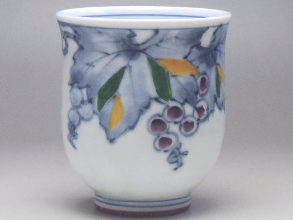【B級品】彩色ブドウ　反口長湯呑み　[普段使いの食器]