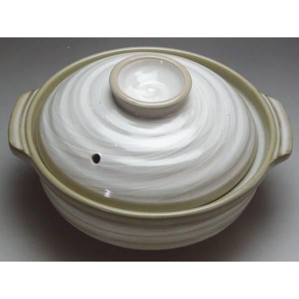 【B級品】粉吹刷毛目　9号深鍋（4～5人用）【日本製萬古焼土鍋】