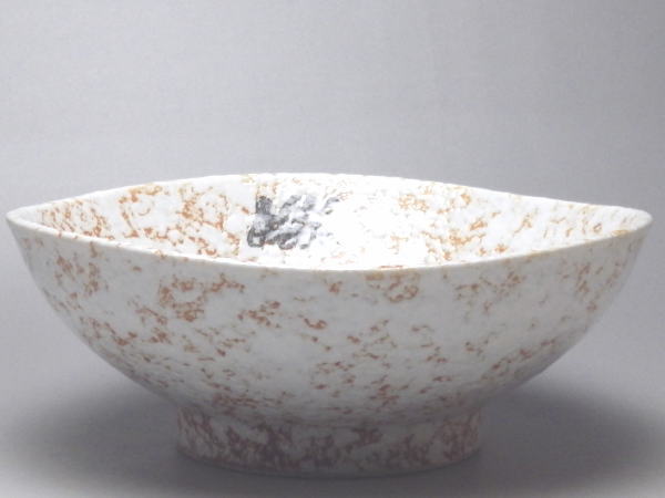 【B級品】斑白掛け 丸三角鉢(対角161) [普段使いの食器]