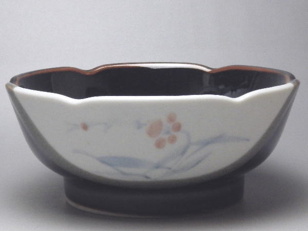Other - 【C級品】墨花　白掛け天目鉢（表面に、擦過傷が目立ちます）(φ163)　[普段使いの食器]