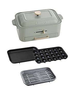 【中古】BRUNO ブルーノ コンパクトグリルホットプレート 減煙 煙が出にくい 焼肉グリル 焼肉プレート おうち焼肉 平面プレート たこ焼きプレート 減煙グリルプレート グリーン BOE109-GR【メーカー名】【メーカー型番】【ブランド名】BRUNO ホットプレート 【商品説明】BRUNO ブルーノ コンパクトグリルホットプレート 減煙 煙が出にくい 焼肉グリル 焼肉プレート おうち焼肉 平面プレート たこ焼きプレート 減煙グリルプレート グリーン BOE109-GR[原産国]:中国製[採寸]:サイズ:W375×H175×D235mm/重量:約3000g機能：プレート取り替え式、温度調節電源：AC100V（定格消費電力:1,200W）付属品：平面プレート、減煙グリルプレート、たこ焼きプレート、トング当店では初期不良に限り、商品到着から7日間は返品を 受付けております。お問い合わせ・メールにて不具合詳細をご連絡ください。他モールとの併売品の為、完売の際はキャンセルご連絡させて頂きます。中古品の商品タイトルに「限定」「初回」「保証」「DLコード」などの表記がありましても、特典・付属品・帯・保証等は付いておりません。電子辞書、コンパクトオーディオプレーヤー等のイヤホンは写真にありましても衛生上、基本お付けしておりません。※未使用品は除く品名に【import】【輸入】【北米】【海外】等の国内商品でないと把握できる表記商品について国内のDVDプレイヤー、ゲーム機で稼働しない場合がございます。予めご了承の上、購入ください。掲載と付属品が異なる場合は確認のご連絡をさせて頂きます。ご注文からお届けまで1、ご注文⇒ご注文は24時間受け付けております。2、注文確認⇒ご注文後、当店から注文確認メールを送信します。3、お届けまで3〜10営業日程度とお考えください。4、入金確認⇒前払い決済をご選択の場合、ご入金確認後、配送手配を致します。5、出荷⇒配送準備が整い次第、出荷致します。配送業者、追跡番号等の詳細をメール送信致します。6、到着⇒出荷後、1〜3日後に商品が到着します。　※離島、北海道、九州、沖縄は遅れる場合がございます。予めご了承下さい。お電話でのお問合せは少人数で運営の為受け付けておりませんので、お問い合わせ・メールにてお願い致します。営業時間　月〜金　11:00〜18:00★お客様都合によるご注文後のキャンセル・返品はお受けしておりませんのでご了承ください。0