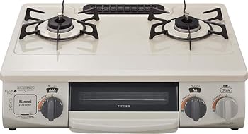 【中古】リンナイ コンパクトガステーブル 水無し片面焼 LP用 左強火 クリームベージュ KGM33NBEL LP