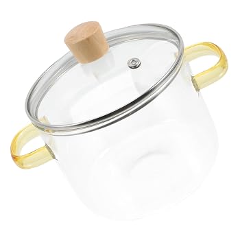 【中古】Zerodeko ガラス製スープポット 蓋付き 透明 スープシチュー鍋 麺類調理鍋...