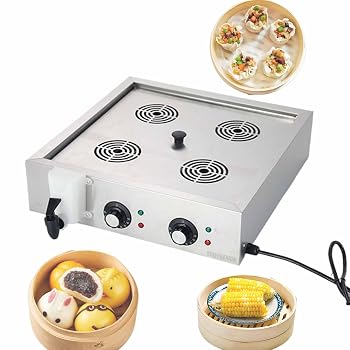 【中古】YIGECHENXIN 4ホールステンレス鋼市販の蒸しパンマシン、4000W温度制御電...