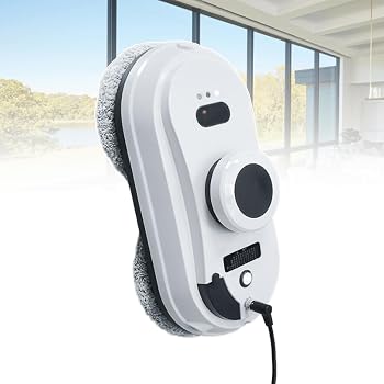 【中古】自動窓掃除ロボット、高所ガラス掃除機、ミクロンノズル、ガラスやタイルの掃除に最適、リモコンと安全ロープ付き
