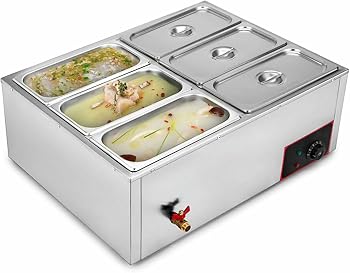 【中古】850W業務用ケータリングビュッフェトレイ、6つのパンと加熱プレート/加熱...