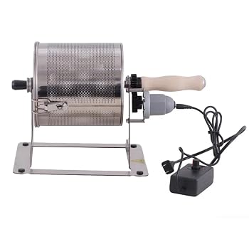 【中古】電動コーヒー豆焙煎機、ドラム容量300g、焙煎ケージ付き