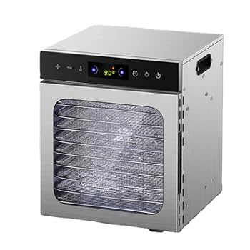 【中古】Vifxucy 食品乾燥機 ステンレス製 大容量 24時間自由調節 35℃〜90℃までの温度設定 360°熱風循環加熱 使用簡単 使いやすい 野菜//肉ジャーキー 家庭用 業務用 (シルバー,10階)【メーカー名】【メーカー型番】【ブランド名】Vifxucy フードドライヤー 【商品説明】Vifxucy 食品乾燥機 ステンレス製 大容量 24時間自由調節 35℃〜90℃までの温度設定 360°熱風循環加熱 使用簡単 使いやすい 野菜//肉ジャーキー 家庭用 業務用 (シルバー,10階)1.大容量この食品乾燥機には6/8/10/12/18個のトレイがありますが、上下のグリッドはわずか3cmなので、コンパクトでスペースを取りません。たくさんの食品を一気に乾燥させられる食品乾燥機。2.耐久性がありお手入れ簡単オールステンレス製のこの乾燥機は、布で簡単にお手入れできます。ステンレス製のトレイは食器洗い機で洗えます。底部のステンレス製のドリップトレイは、ゴミや水分が乾燥機内に滴り落ちるのを防ぎ、簡単にスライドさせて出し入れできるのでお手入れも簡単です。3.マイクロコンピュータ制御35-90℃の任意の温度調整が可能で、インテリジェントなボタン操作パネルにより、適切な温度で食材を乾燥させることができます。複数の放熱穴があり、放熱速度が速い。すべてのトレイの温度が均一になるように設計されています。使用する食材に適した乾燥温度を選択することができます。4.使い方簡単スライスした野菜や果物をトレイに置き、温度と時間を設定するだけです。天日干しのように天候やほこりの影響を受けず、安心して衛生的に乾燥させることができます。5.LEDスマートタッチパネル：この食品乾燥機の稼働時間は0から24時間まで設定できます。温度設定範囲は30℃〜95℃で、5℃刻みで調整可能です。この温度と時間の調整範囲は、98%の乾燥ニーズを満たします。当店では初期不良に限り、商品到着から7日間は返品を 受付けております。お問い合わせ・メールにて不具合詳細をご連絡ください。他モールとの併売品の為、完売の際はキャンセルご連絡させて頂きます。中古品の商品タイトルに「限定」「初回」「保証」「DLコード」などの表記がありましても、特典・付属品・帯・保証等は付いておりません。電子辞書、コンパクトオーディオプレーヤー等のイヤホンは写真にありましても衛生上、基本お付けしておりません。※未使用品は除く品名に【import】【輸入】【北米】【海外】等の国内商品でないと把握できる表記商品について国内のDVDプレイヤー、ゲーム機で稼働しない場合がございます。予めご了承の上、購入ください。掲載と付属品が異なる場合は確認のご連絡をさせて頂きます。ご注文からお届けまで1、ご注文⇒ご注文は24時間受け付けております。2、注文確認⇒ご注文後、当店から注文確認メールを送信します。3、お届けまで3〜10営業日程度とお考えください。4、入金確認⇒前払い決済をご選択の場合、ご入金確認後、配送手配を致します。5、出荷⇒配送準備が整い次第、出荷致します。配送業者、追跡番号等の詳細をメール送信致します。6、到着⇒出荷後、1〜3日後に商品が到着します。　※離島、北海道、九州、沖縄は遅れる場合がございます。予めご了承下さい。お電話でのお問合せは少人数で運営の為受け付けておりませんので、お問い合わせ・メールにてお願い致します。営業時間　月〜金　11:00〜18:00★お客様都合によるご注文後のキャンセル・返品はお受けしておりませんのでご了承ください。0
