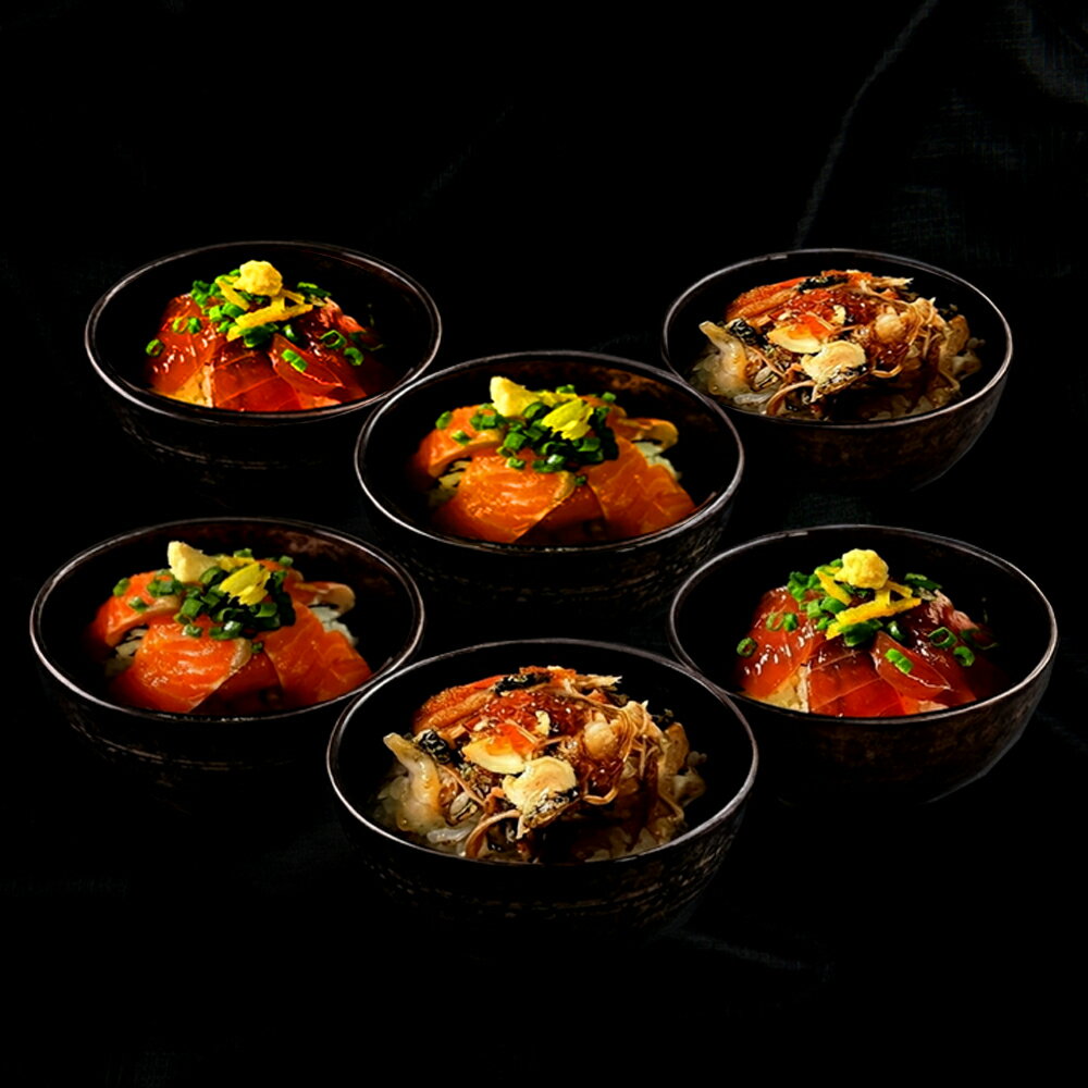 Rakuten - 【名店の味】 父の日 ギフト 海鮮だし茶漬け 6食セット 豪華 冷凍海鮮丼 マグロ サーモン 七夕野郎 特製だし 冷凍 ごはん付 北海道産 ななつぼし 贅沢 冷凍ギフト 漬け丼 グルメ