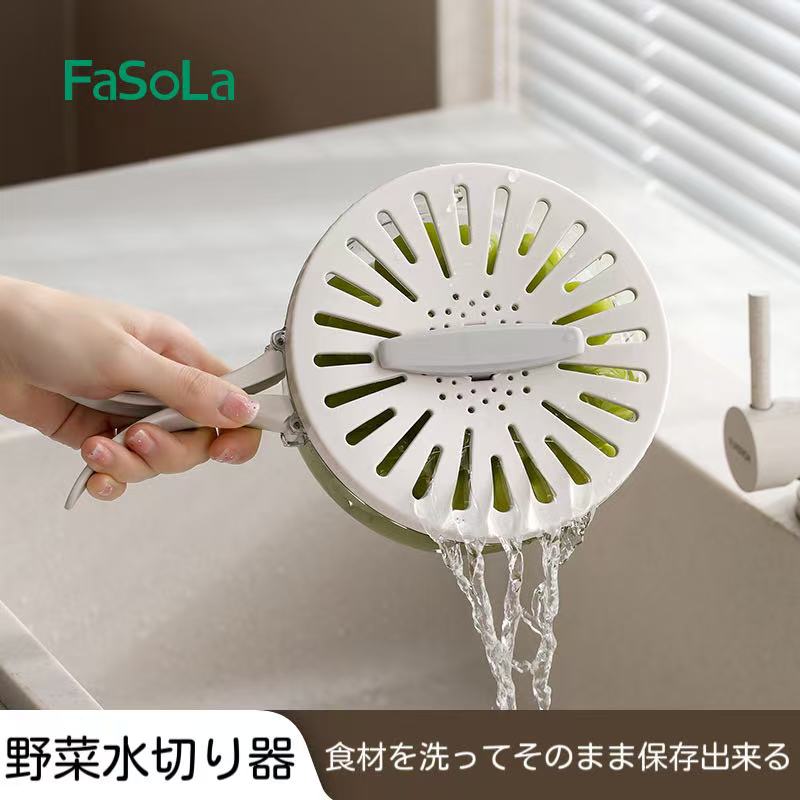 【送料無料】野菜水切り器 水洗い 保存容器 1台3役 冷蔵庫保存 水切りバスケット サラダスピナー 蓋付き 密閉ボックス 鮮度保持ボックス 収納容器 洗いやすい 便利グッズ 使いやすい 保存容器 密閉保存容器 収納のサムネイル