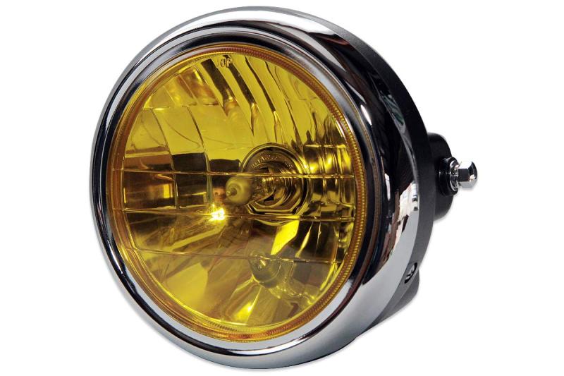 CHERRY 【567】マルチリフレクターヘッドライト イエロー ガラスレンズ x 黒ケース HLT-A01YL・ガラスレンズ ・樹脂ケース