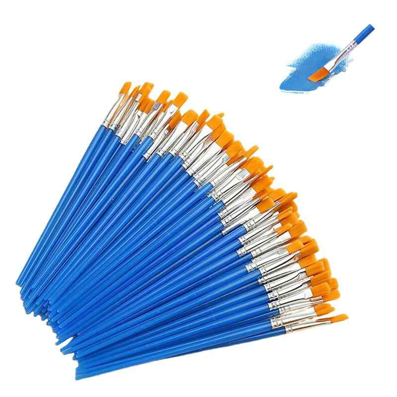 GOODCHI 平筆 絵筆 水彩筆 画材筆 大容量 ナイロンの毛 塗装 油絵 アクリル画 水彩画 DIY ネイル アート プラモデル 文房具 学生 初心者 筆 100本セット