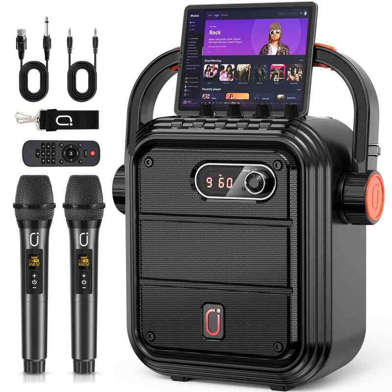 JYX ワイヤレスマイク スピーカーセット 拡声器 Bluetooth 5.0対応 低音強化機能搭載 充電式 ポータブル ホームパーティー、カラオケ、街頭スピーチ、会議 、学校行事、セミナー、室外、防災