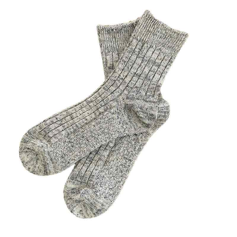 [HEMP SHOW] 秋冬向け麻ヘンプ製の厚手抗菌防臭 ソックス 杢感 靴下 24-26cm 重さ約80g