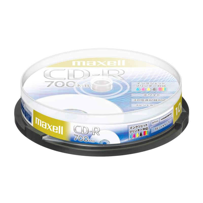 樂天商城 - maxell データ用 CD-R 700MB 48倍速 プリンタブルホワイト 10枚スピンドルケース CDR700S.PNW.10SP