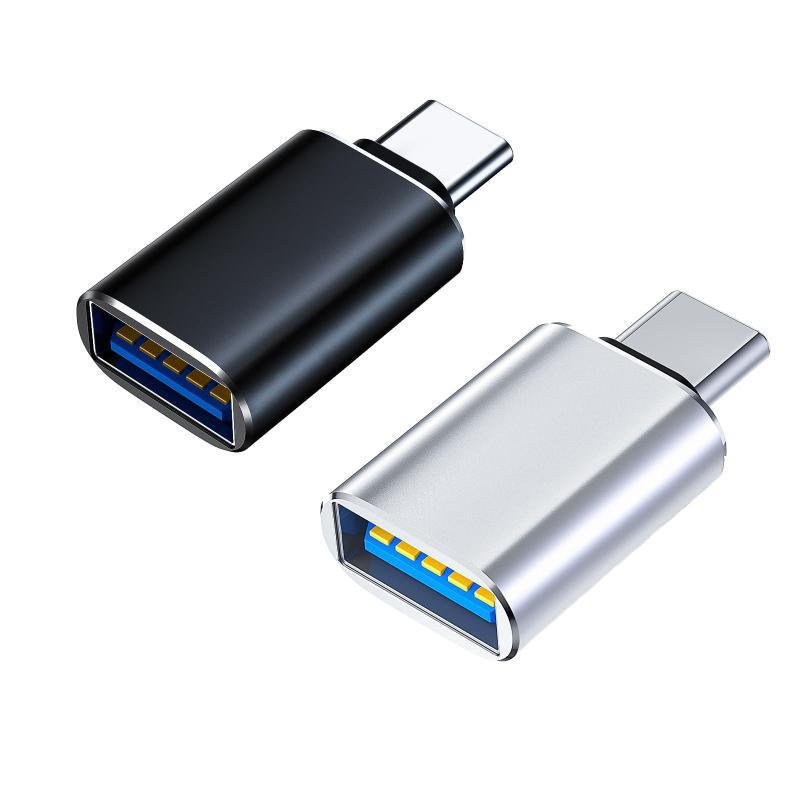 TRkin USB-C to USB 3.0変換アダプタ(2個入)データ転送5 Gbps(Type C-USB A 3.0マザー)対応-i-Phone se 11 12 13 Pro Max、App-leWatch、MacBook Pro/Air、iPad 8 9 Air第4世代Mini 6 2020 2021 pods 3ブラックとシルバー