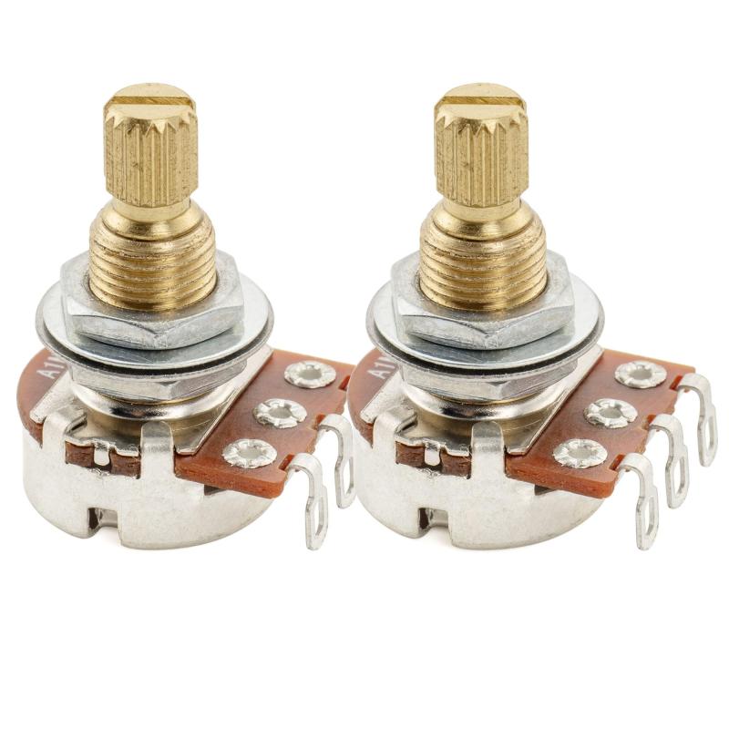 Musiclily Pro カーブ ミニポット 真鍮 ミリ規格 スタンダードスプリットシャフト 9.5mm ポテンショメータ エレキギター/ベース用(2個セット)