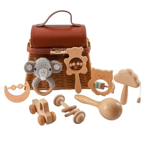 Wooden Teether ガラガラ ラトル 出産祝い おもちゃ 木製 ひも通しおもちゃ 手押し車 ベビーおもちゃセット 木のおもちゃ 無塗装 8個セット 知育玩具 ベビーギフトセット 出産祝い 贈り物 Wooden Teether ガラガラ ラトル 出産祝い おもちゃ 木製 ひも通しおもちゃ 手押し車 ベビーおもちゃセット 木のおもちゃ 無塗装 8個セット 知育玩具 ベビーギフトセット 出産祝い 贈り物
