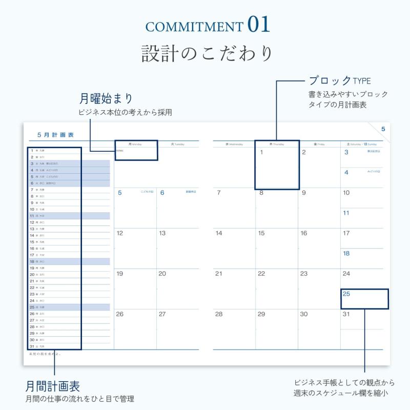 タナベコンサルティング ブルーダイアリー 手帳 2025年 デスク マンスリー SL