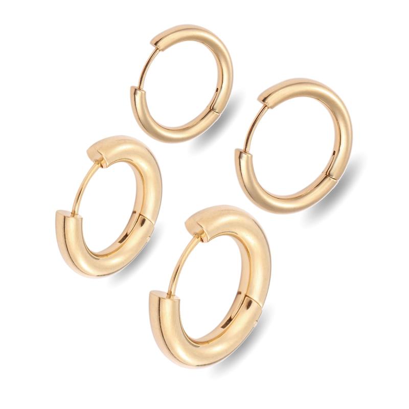 樂天商城 - [Adelina Style] フープピアス 人気 幅3mm つけっぱなし リング ピアス メンズ レディース 男女兼用 サージカルステンレス 金属アレルギー対応