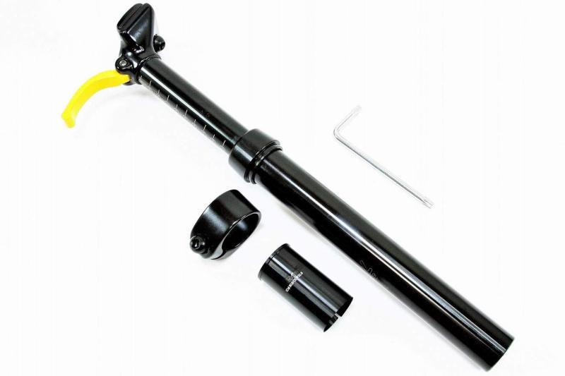 レバー式 高さ調節 ピラー ドロッパーシートポスト サスペンション シートポスト 30.9mm（31.6mm対応アダプタ付）/370mm SPD-602/ISO-C 盗難防止、特殊ボルト採用34.9mm シートクランプ付