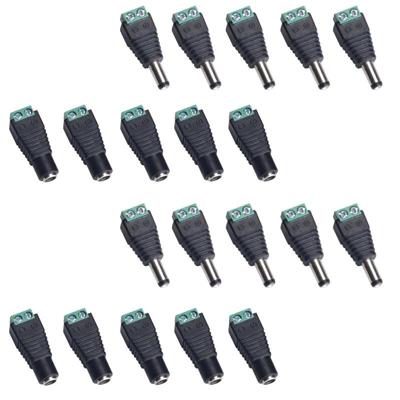 サムコス 5.5mm x 2.1mm DC 12V電源アダプタクイックコネクタ ネジ端子アダプタ CCTVカメラとLEDテープライト用DCジャック変換プラグ 10個セット （5 メス 5 オス）