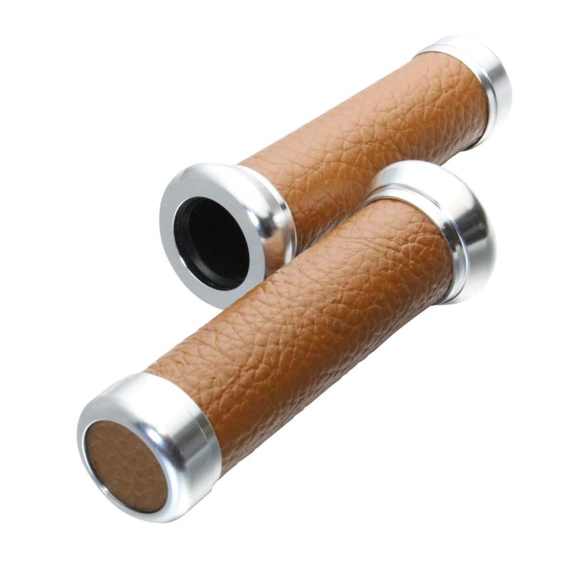 nakira バイク グリップ バーエンド付き ハンドル カスタム アルミ レザー 22.2 mm