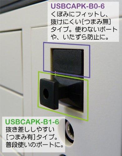 テクノベインズ USB-Aタイプ用 キャップ(黒)つまみなし 6個/パック USBCAPK-B0-6(商品説明をご覧ください)