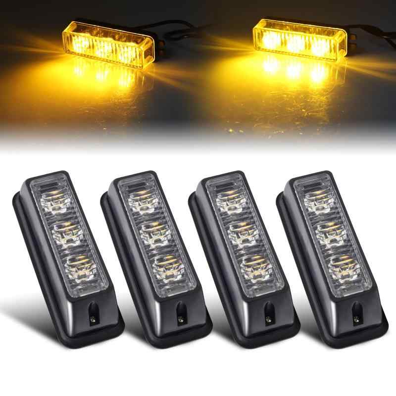 乐天商城 - ストロボライト 車 12V 24V 点滅ランプ 3LEDバルブ トラック 警告灯 フラッシュ 汎用 高輝度 緊急グリルライト 衝突防止 補助灯 夜間信号灯 4個入(イエロー)