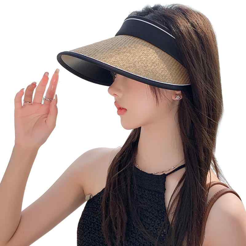 乐天商城 - [IFSUN] UV50+ サンバイザー レディース UVカットハット 春夏 帽子 つば広 麦わら 防 風設計 アウトドア 吸汗速乾 スポーツ 自動車 テニス