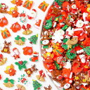 クリスマス デコパーツ 100個入り DIY材料 携帯ケース アクセサリー レジン 封入 サンタクロース サンタ帽 クリスマスツリー 手袋 可愛い 飾り ハンドメイド DIYジュエリー クリスマス 雑貨 手