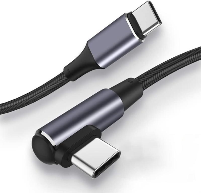 USB Type C ケーブル L字 100W/5A PD対応 QC 4.0急速充電 高速データ転送 高耐久ナイロン編み Type c to Type c タイプC 充電ケーブル MacBook Pro、iPad Pro/Air、iPad mini 6、