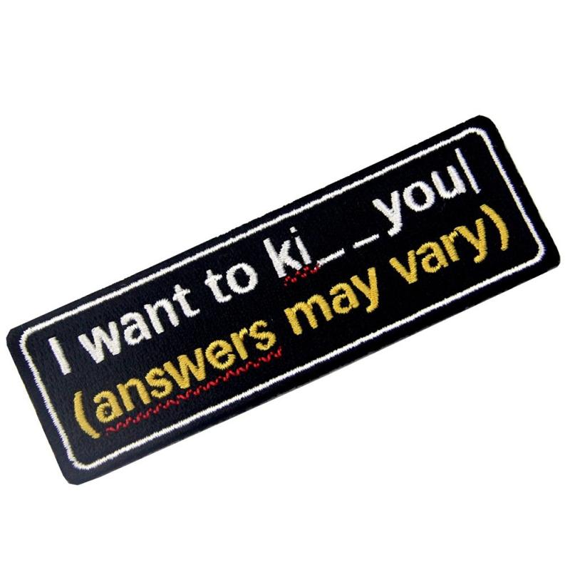 I Want To Kiss/Kill You刺繍入りアイロン貼り付け/縫い付けワッペン