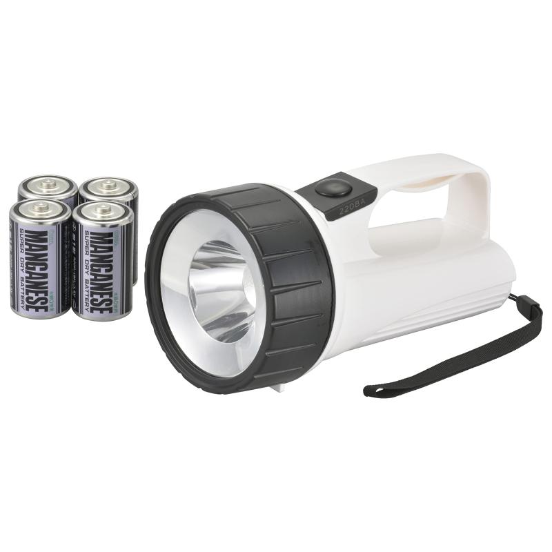 樂天商城 - オーム電機 懐中電灯 LED強力ライト 防滴タイプ 屋外対応 単1形乾電池4本付き 60ルーメン ホワイト 白 E-5 08-1505 OHM