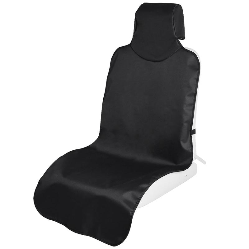 樂天商城 - TanYooカーシートカバー 防水シートカバー 前席用 軽/普通車適用 ずれにくい ヘッドレスト部と座面部一体化 エプロンタイプ シート保護 バックル付き ブラック フロント 1枚
