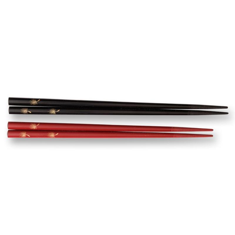 樂天商城 - 大藤漆器店 輪島塗 夫婦箸 黒・朱 飛花沈金 WA9-4