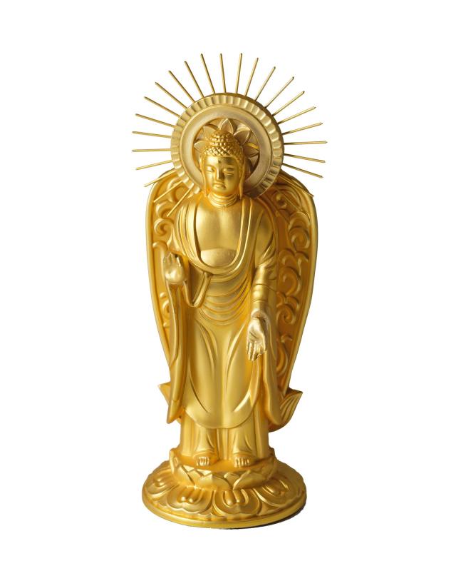 樂天商城 - 仏像 阿弥陀如来 御西用 (金メッキ/24金) 仏師：牧田秀雲 原型＿『浄土真宗本願寺派(西)』 高岡銅器