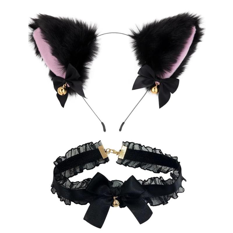 [ZUNNY HJERBOF] 猫耳 猫2点セット もふもふ耳 ネックレス ハロ