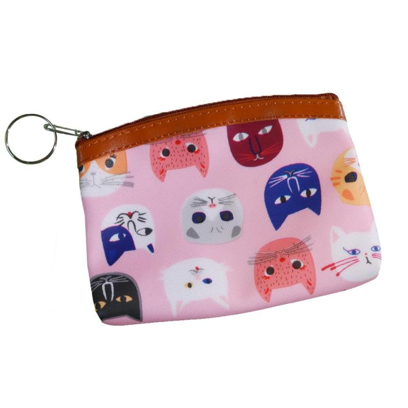 乐天商城 - かわいい 猫 コインケース 小銭入れ 財布 小銭ケース コインポーチ ジッパー付き 親子 カード キー ケーブル ピアス ネックレス 小物入れ ポーチ 猫柄 ねこ 小さな レディース 可愛い 薄い