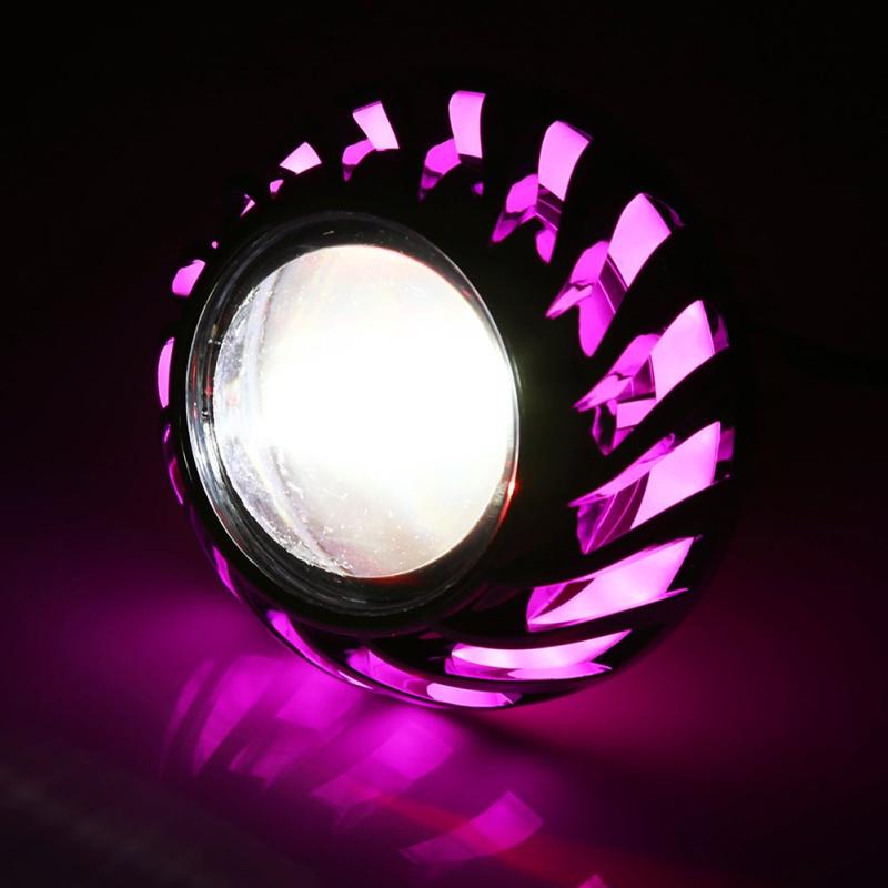 乐天商城 - 高輝度モーターサイクルヘッドライト LEDプロジェクター レンズ シングルハローデビルアイ スポットライト ピンク - DC 12-60V対応 (ピンク)